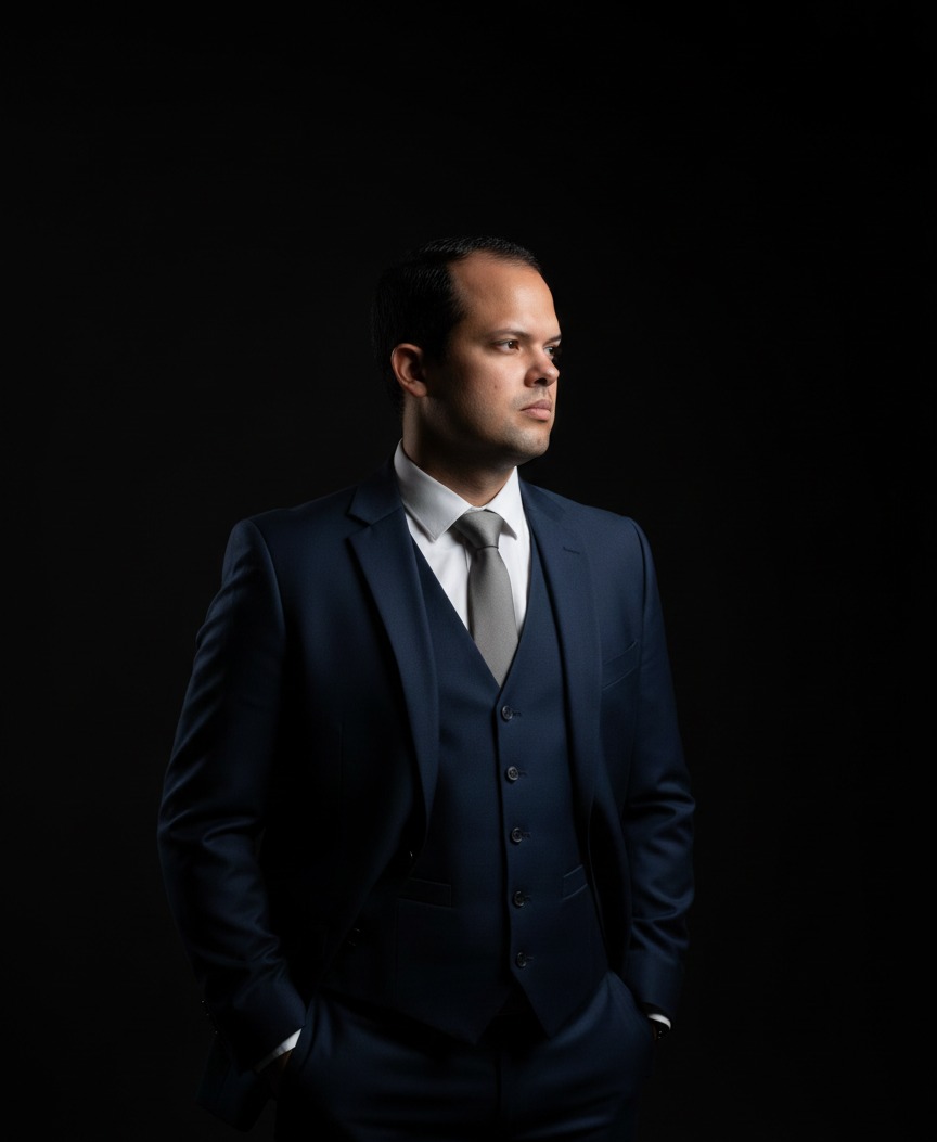 Bruno Bispo, advogado trabalhista, em retrato profissional